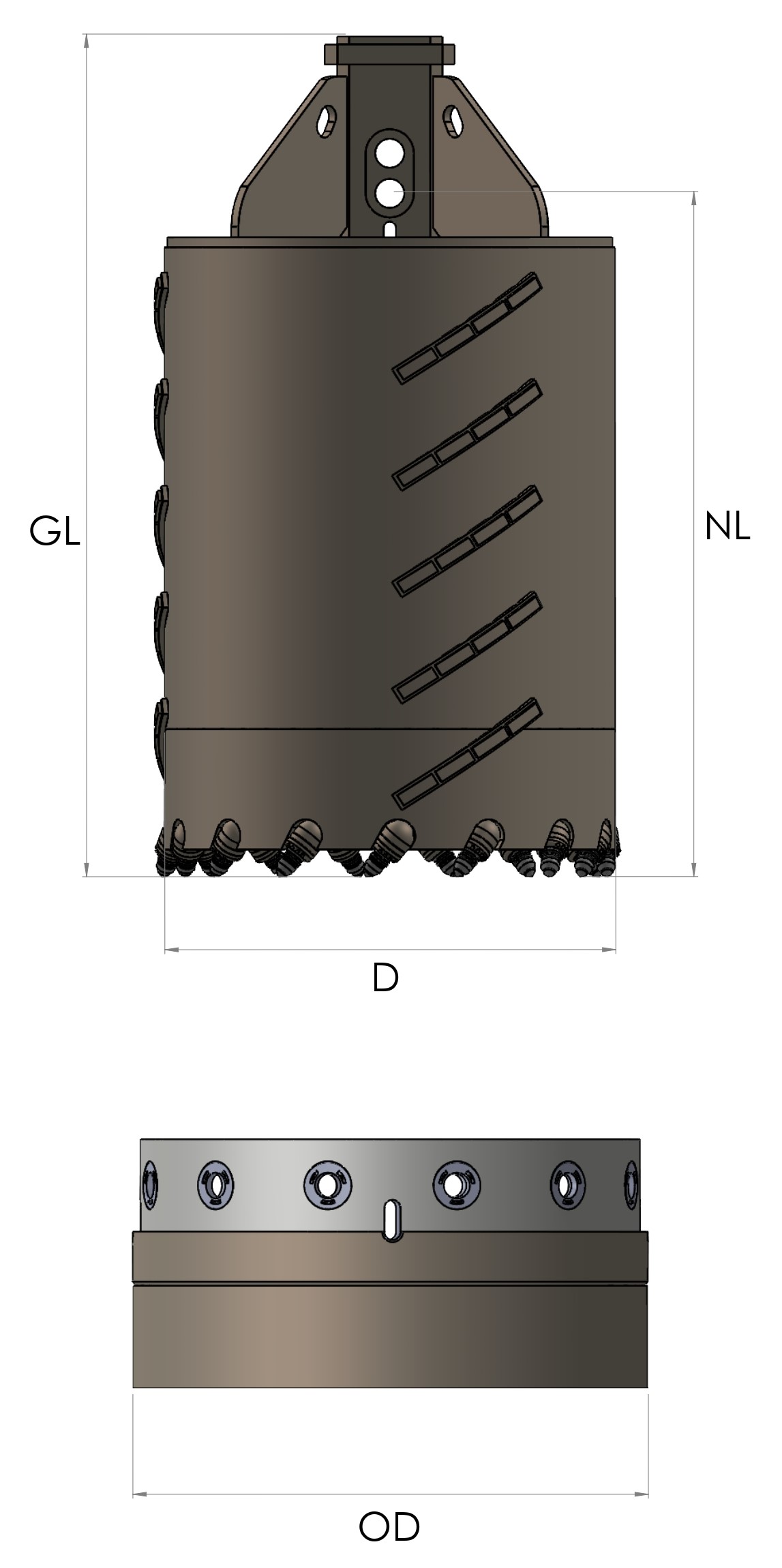 Core Barrel With Round Shank Chisel
